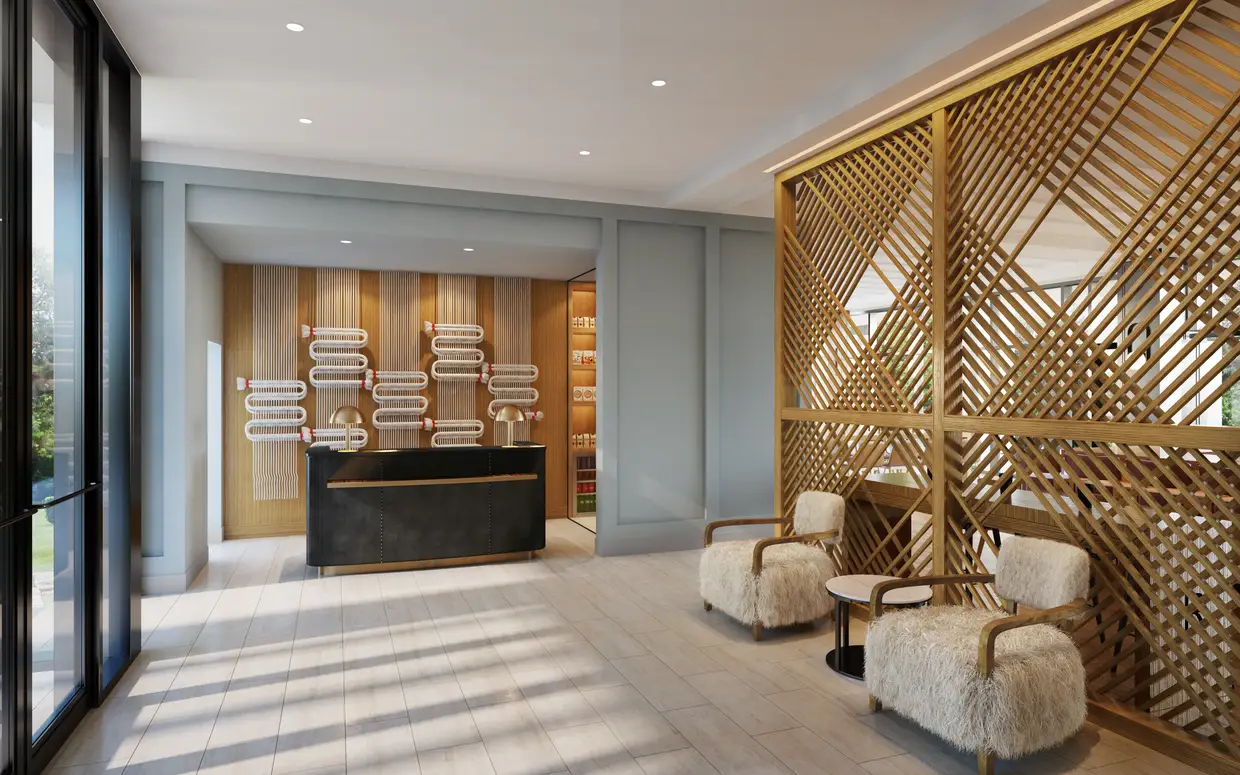 Lobby level, with the front desk and visitor center.